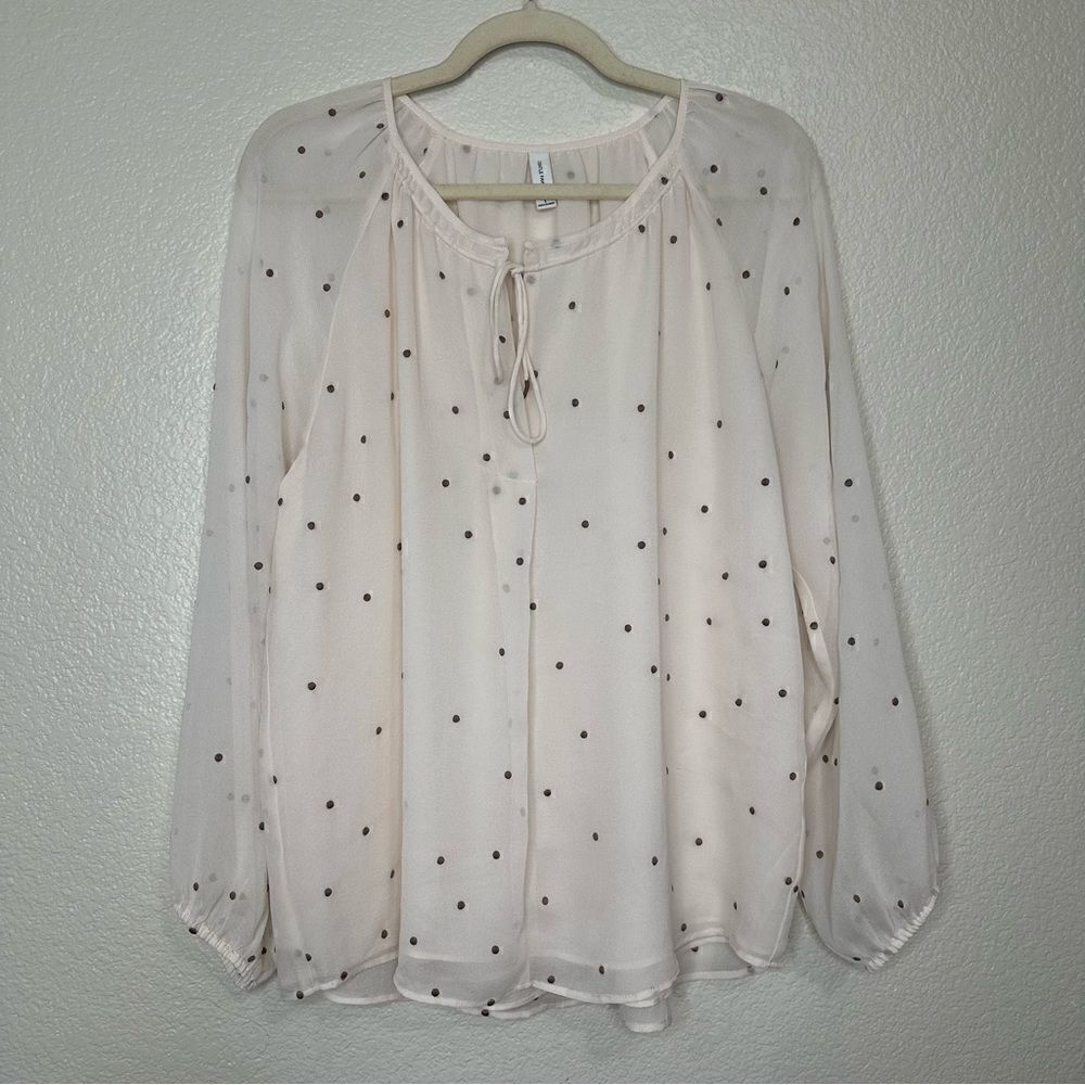 Gentle Fawn Cream Sheer Long Sleeves Blouse Top, Sz Large